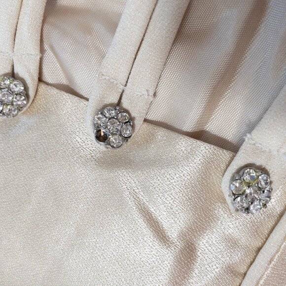 Vintage Steppin Out Satin Maxi Dress In Champagne Beige SZ S - Picture 15 of 15